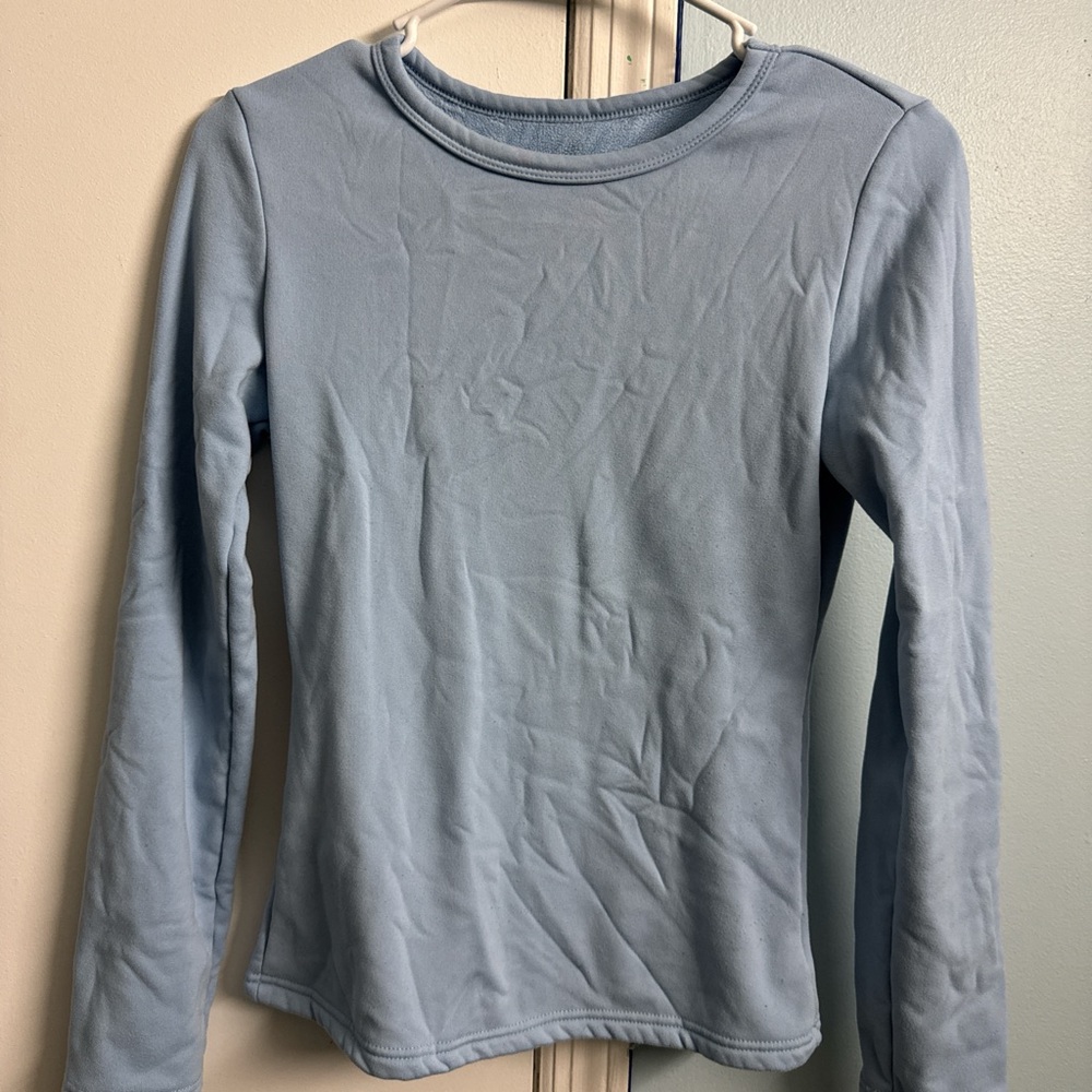Light Blue Round Neck Long Sleeve Thermal